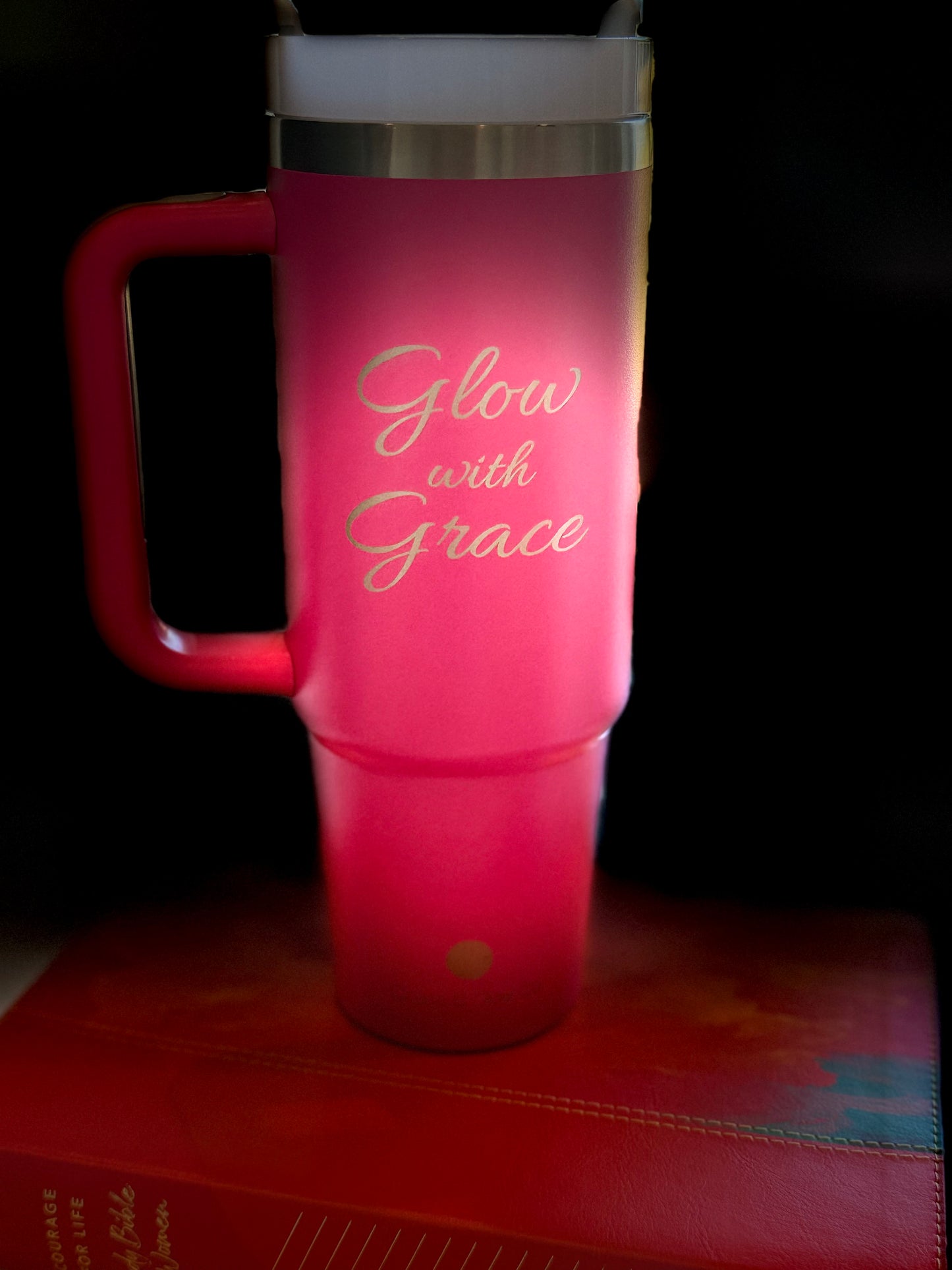 Glow with Grace 30 oz. Stainless Steel Tumbler with Handle / Inspirational Faith Gift for Women